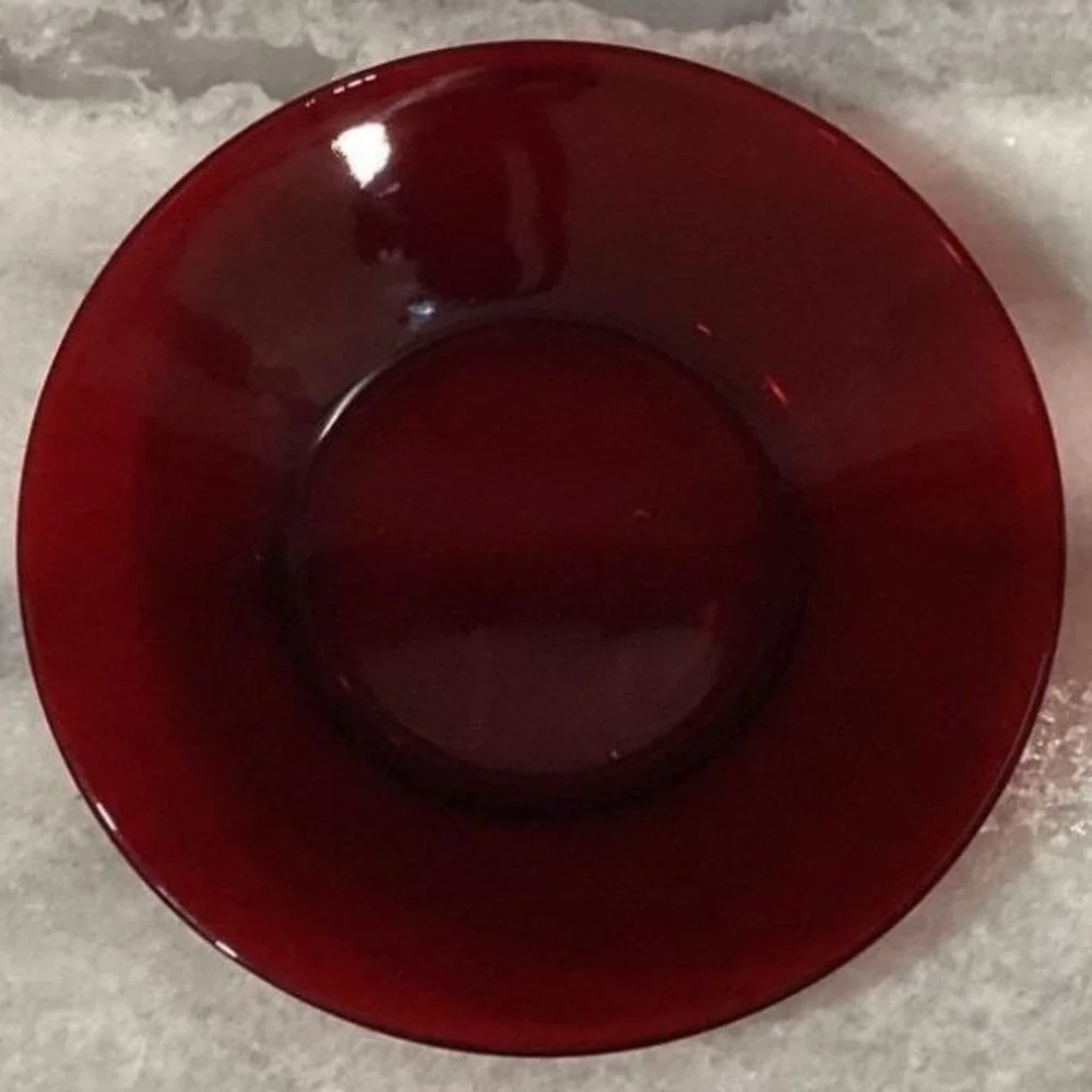 Anchor‎ Hocking Royal Ruby Red Teacups & Saucers, Set of 2, Vintage Glassware